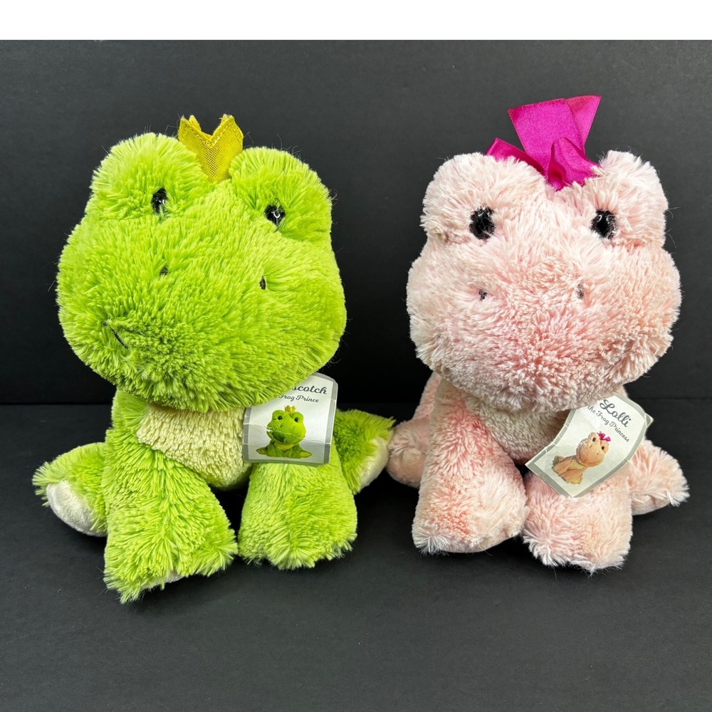 Aurora World Hopscotch Frog Prince & Lolli Frog Princess Plush Set 9" Green Pink